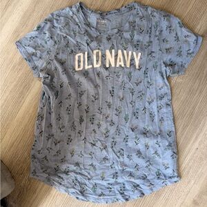 Old Navy Light Blue Floral Logo T‑Shirt